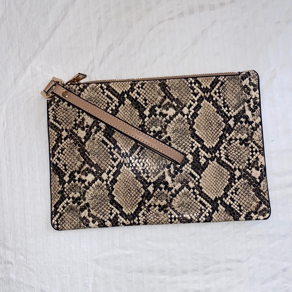 Faux snake skin wristlet